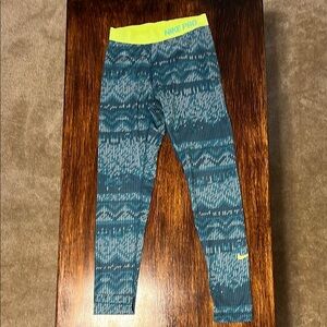Nike Blue and Yellow Athletic Leggings